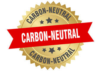 Obraz premium carbon-neutral. carbon-neutral round red and gold label isolated on transparent background