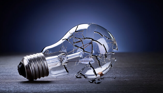 Broken light bulb, crack, idea, breakthrough, glass, piece, shatter, destruction, design, illustration