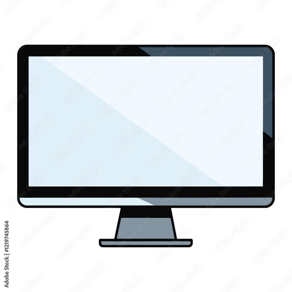 Poster realistic black computer monitor. sleek flat-screen display with a minimalist design, isolated on wh