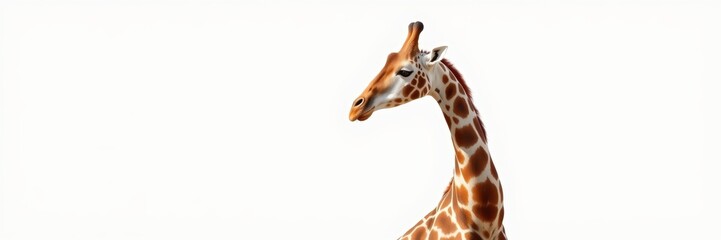 Giraffe portrait against a plain backdrop showcasing its distinctive markings and elegant posture highlighting the beauty of wildlife