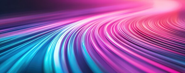 Vibrant neon light trails curving in dynamic motion