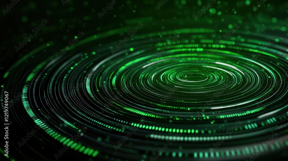 Aufkleber abstract green digital circular patterns with light effects