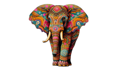 Obraz premium beautiful color design Rajasthani Indian folk art decorated Indian elephant cutout in transparent background, png format