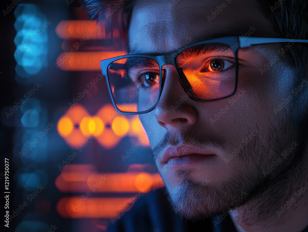 Aufkleber cybersecurity professional conducts detailed analysis of malware attack vectors on a holographic net