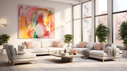 modern living room with fireplace