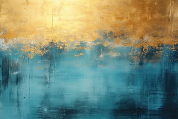 Abstract art gold blue teal illustration