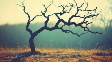 Soft Shadows of Branches on Grassy Ground