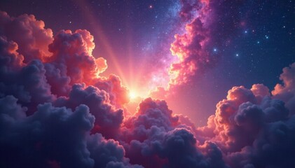 Fototapeta premium Luminous, nebular clouds with swirling galaxies, dreamy, nebulae, clouds