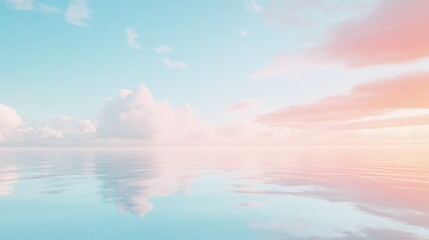 Fototapeta premium Pastel Sky and Calm Ocean: A Serene Reflection
