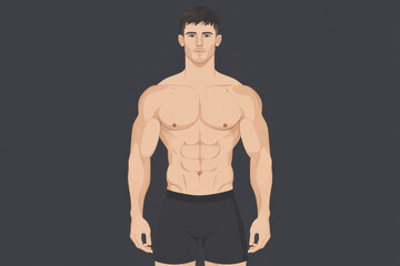 Fototapeta premium A man with a muscular body is standing in front of a black background