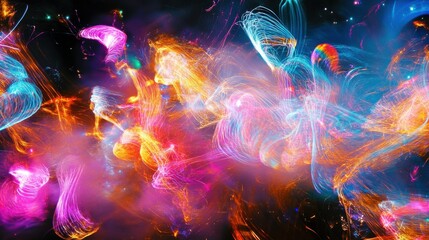 Vibrant Neon Lights in the Night Sky