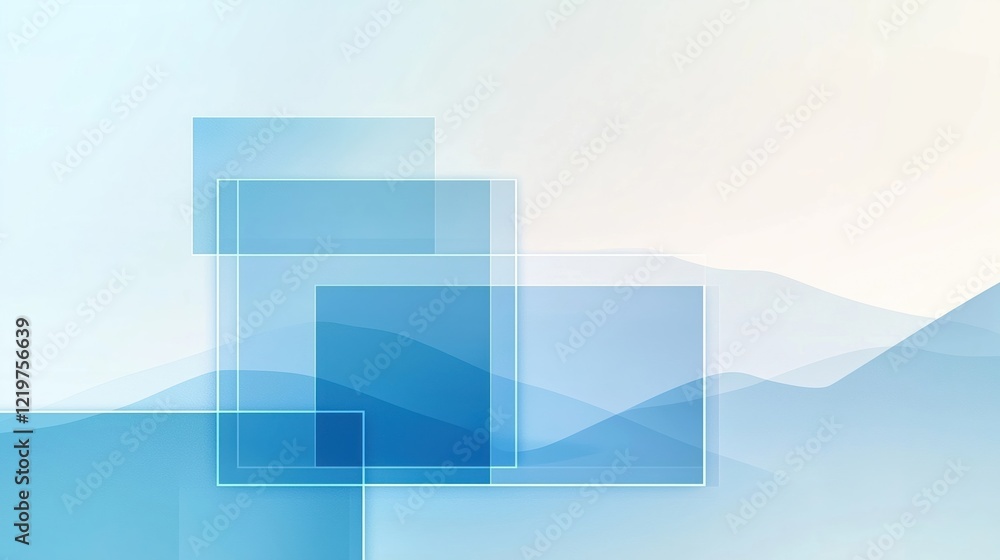 Poster abstract blue background with overlapping rectangles, gradient. modern design with soft color transi