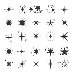 Set of sparkle, star, and decorative symbols