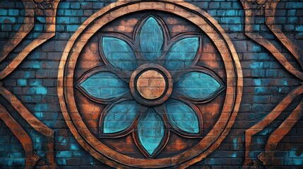 Intricate Street Art on Brick Wall in Natural Light