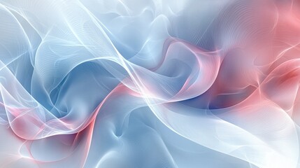 Abstract flowing pastel pink and blue waves.