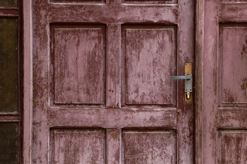 Old red wooden door