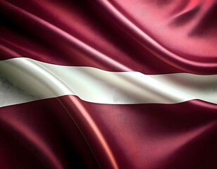 Vibrant Latvia flag waving with luxurious satin texture - Patriotic and cultural symbol
