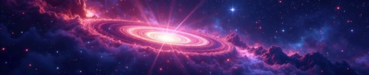 Obraz premium Cosmic starlight swirls through an isolated void, vastness, light, space