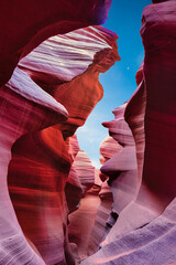 Amazing antelope canyon with colorful sandstone walls - travel concept