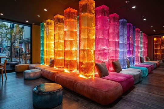 Teenagers create a vibrant gaming experience with glowing stones in a modern cafe