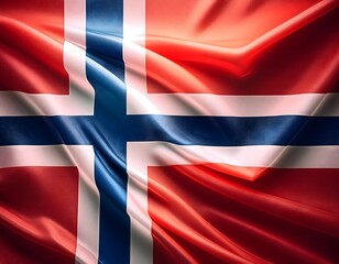Obraz premium Vibrant Norway flag waving with luxurious satin texture - Patriotic and cultural symbol