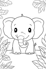 Cute elephant coloring page for kids