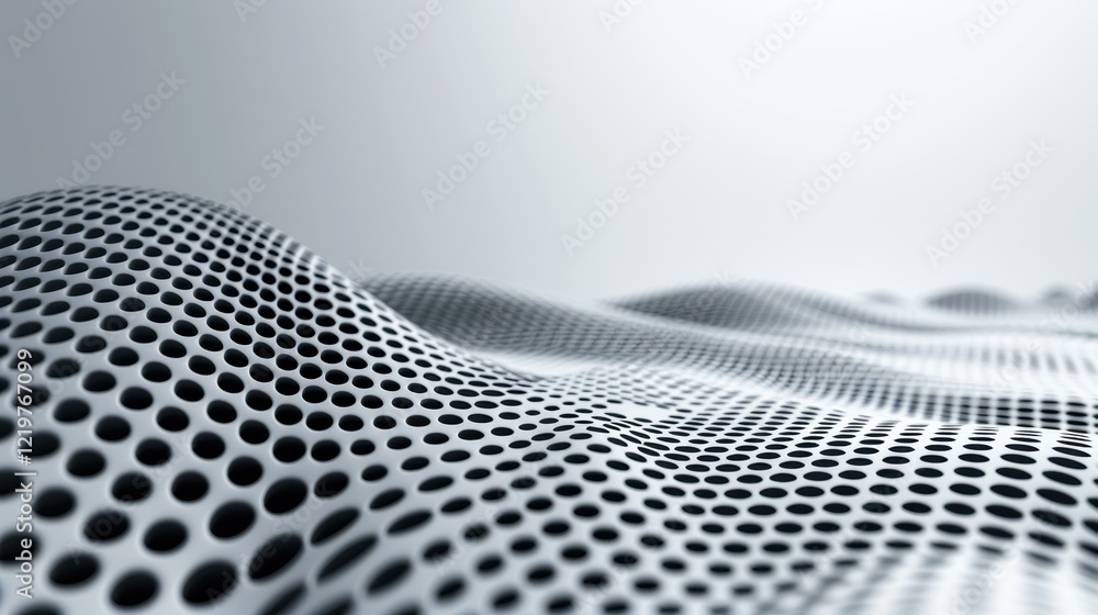 Poster a sleek gray and white abstract background featuring dynamic, flowing particles, capturing the essen