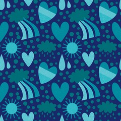 Naklejka premium Valentine hearts seamless 14 February love pattern for wrapping paper