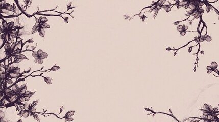 Elegant Floral Frame: Delicate Branches and Blossoms