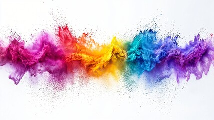 Colorful powder explosion, studio shot, white background, design element