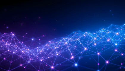 Abstract network, glowing blue connections, digital neural network, futuristic technology concept, interconnected nodes, cyber space visualization