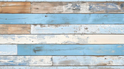Naklejka premium A texture of painted wood planks, with peeling blue paint, exposed wood underneath, and a textured surface for a distressed, shabby-chic vibe