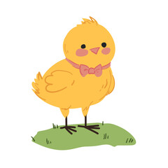 Cute Cartoon Chick with Bow Tie
