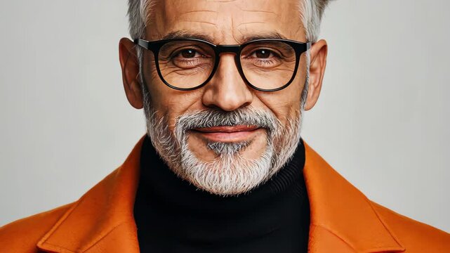 Confident businessman in a stylish coat radiates success, professionalism, and charisma against a clean backdrop.