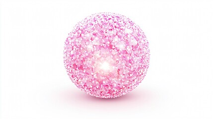 Shiny Pink Christmas Ball on White Background with Illuminated Celebration