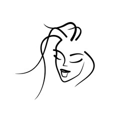 logo for beauty salon - beautiful silhouette of female face with lush hairdo. icon makeup beautiful girl. silhouette style fashion