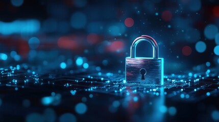 Securing digital data cybersecurity lock virtual environment graphic design technology