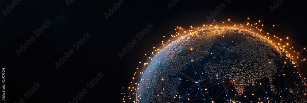 Poster global network system. innovative tech. global connectivity. world map. data transfer. bandwidth. in
