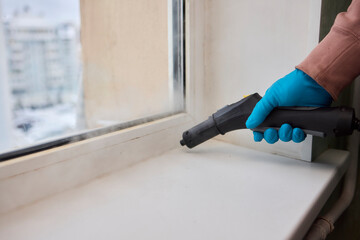 Efficient Steam Cleaning of Windows Utilizing Specialized Professional Equipment and Tools
