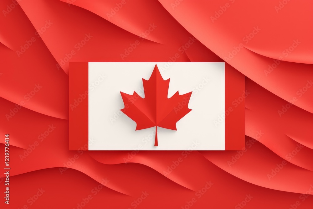 Poster canadian flag waving in the wind, creating a dynamic and patriotic scene