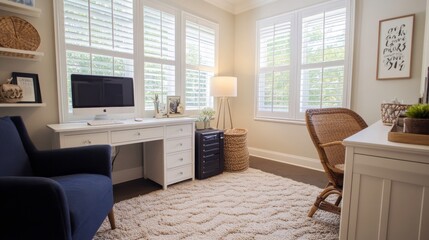 Modern Home Office with a White Desk and Contemporary Decor