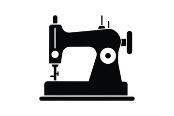 Sewing Machine Silhouette, Sewing Machine Old Retro Vintage Icon Vector Illustration Design and Craft