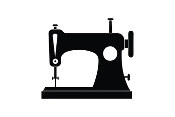 Sewing Machine Silhouette, Sewing Machine Old Retro Vintage Icon Vector Illustration Design and Craft