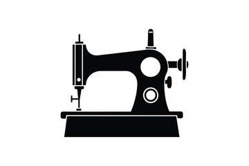 Sewing Machine Silhouette, Sewing Machine Old Retro Vintage Icon Vector Illustration Design and Craft