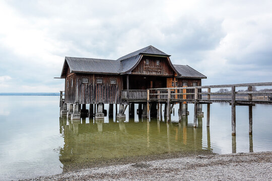 Famous bathhouse at lake Ammersee, Bavaria, Germany