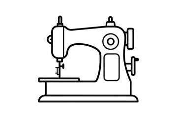 Sewing Machine Silhouette, Sewing Machine Old Retro Vintage Icon Vector Illustration Design and Craft