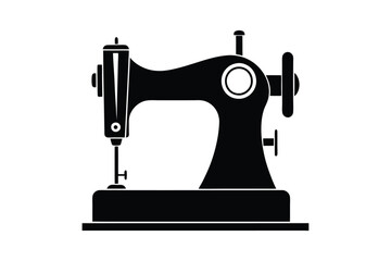 Sewing Machine Silhouette, Sewing Machine Old Retro Vintage Icon Vector Illustration Design and Craft