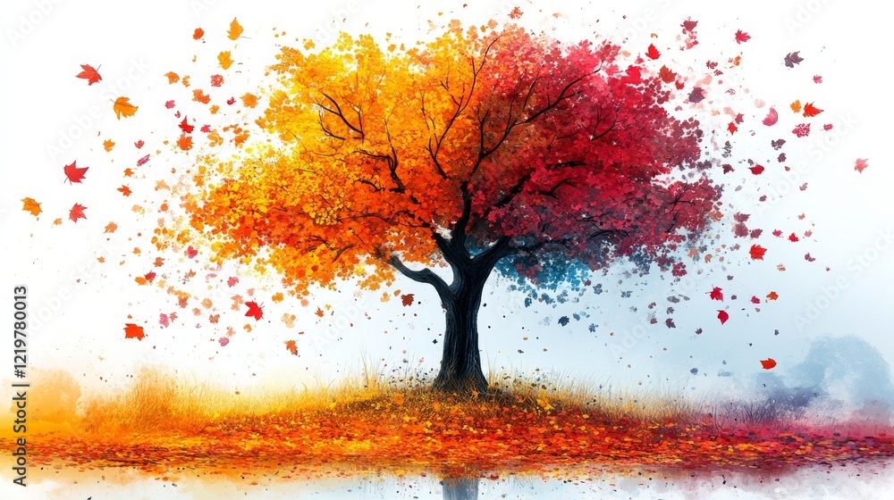 Aufkleber whimsical abstract tree with vibrant colors and playful design symbolizing growth and creativity in 