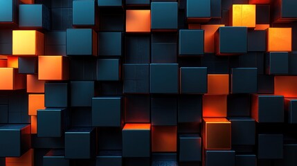 Cubes with orange and blue lighting effect.