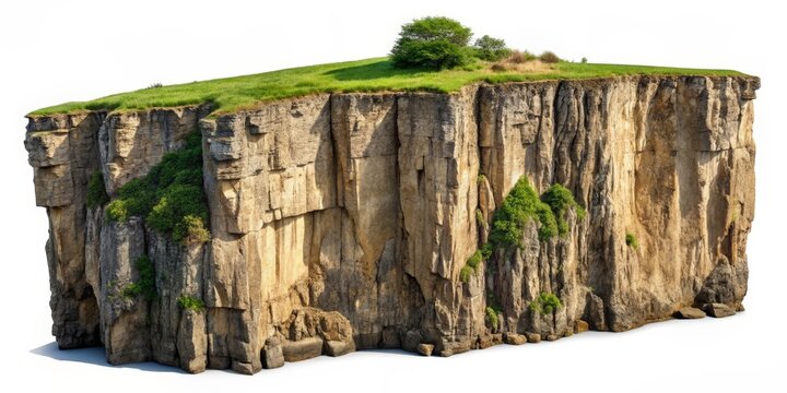 Isolated Clifftop Island with Vegetation